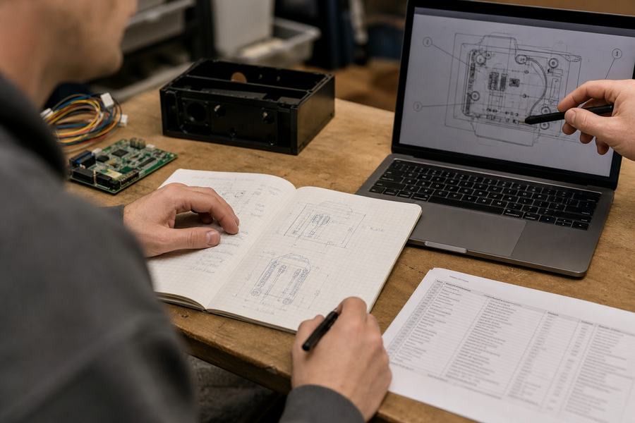 Engineering consulting notes and parts planning