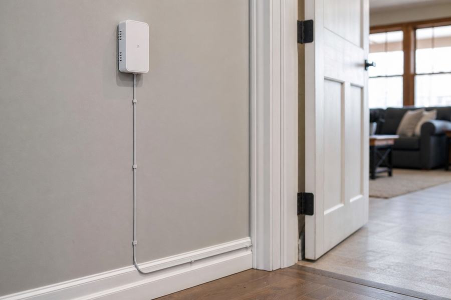 Smart home sensor installed near a doorway
